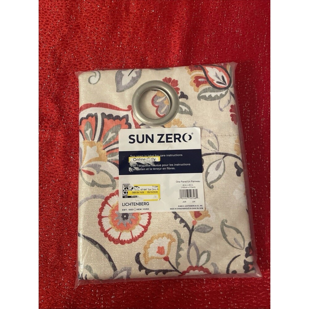 Sun Zero Lichtenberg Floral Grommet Light Filtering Curtain 40x84in.